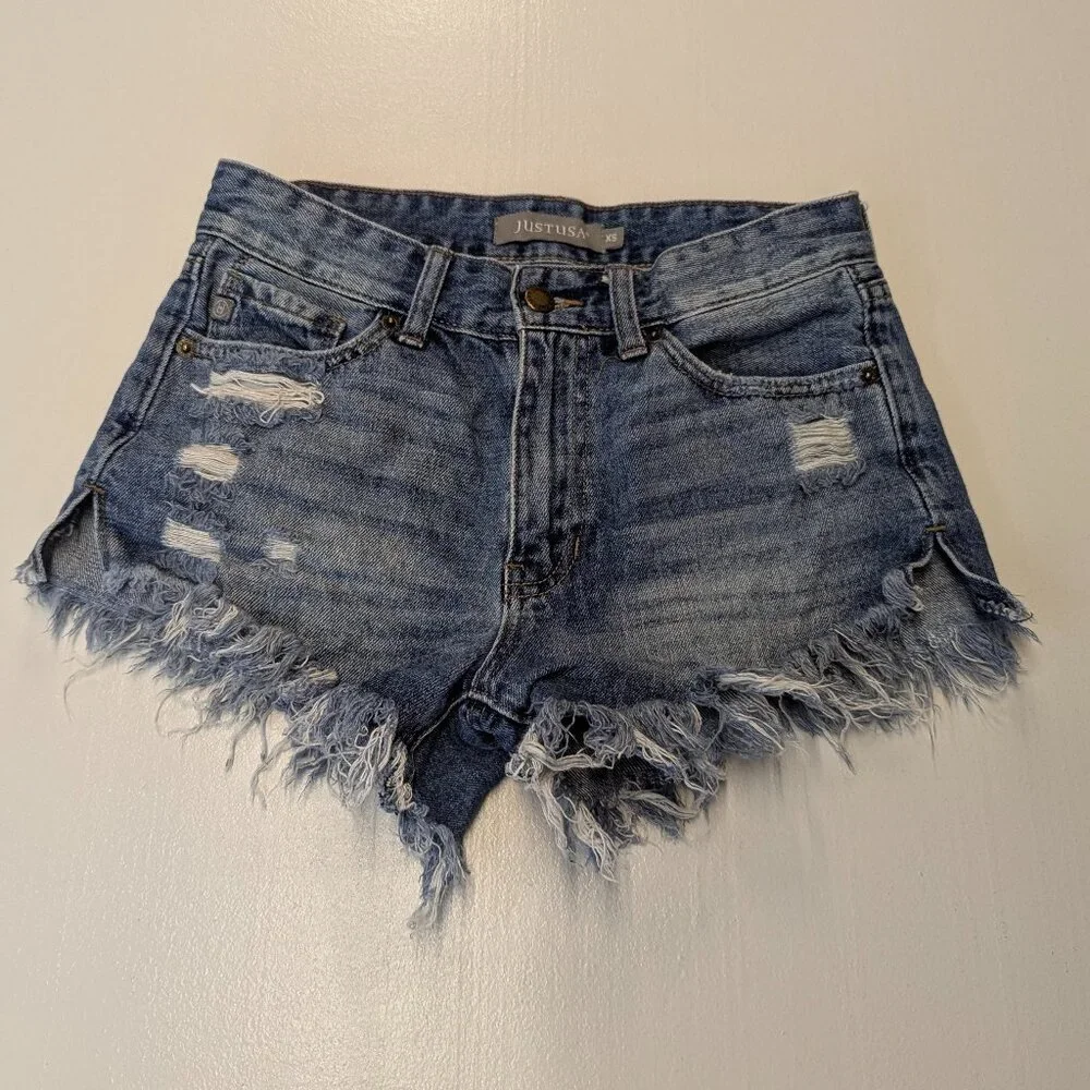 JUST USA Size XS Distressed Denim Cutoff Shorts